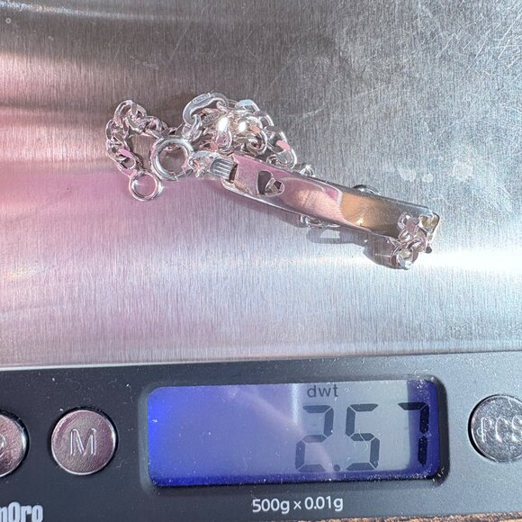 VTG Italy Sterling Silver 925 Heart Curb Link ID Bracelet Size 6.5" Length - Picture 9 of 9